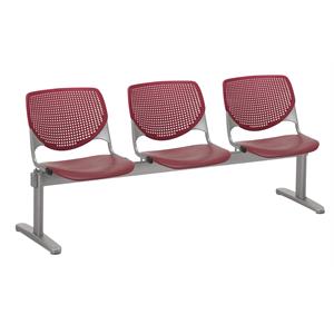 KFI KOOL Polyurethane 3 Seats Reception Bench in Burgundy Red