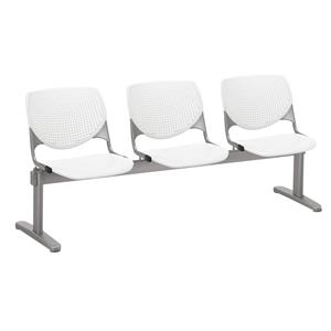 KFI KOOL Polyurethane 3 Fabric Seats Reception Bench in White/Gray
