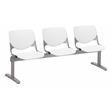 KFI KOOL Polyurethane 3 Fabric Seats Reception Bench in White/Gray