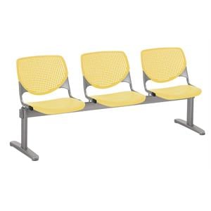 KFI KOOL Polyurethane 3 Seats Reception Bench with Seats & Back in Yellow