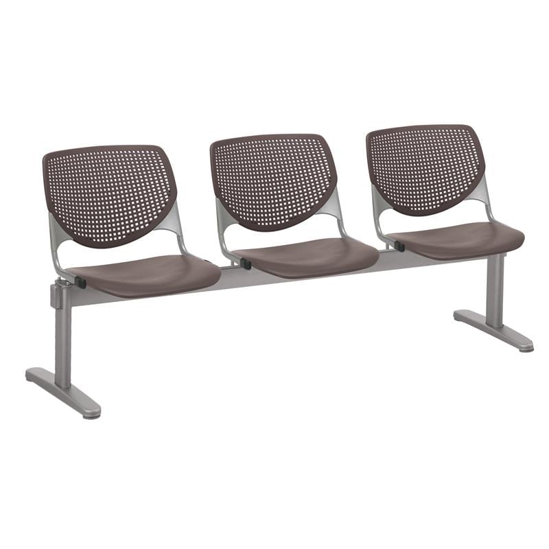 KFI KOOL Polyurethane 3 Seats Reception Bench with Seats & Back in Brownstone