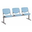 KFI KOOL Polyurethane 3 Seats Reception Bench with Seats & Back in Sky Blue