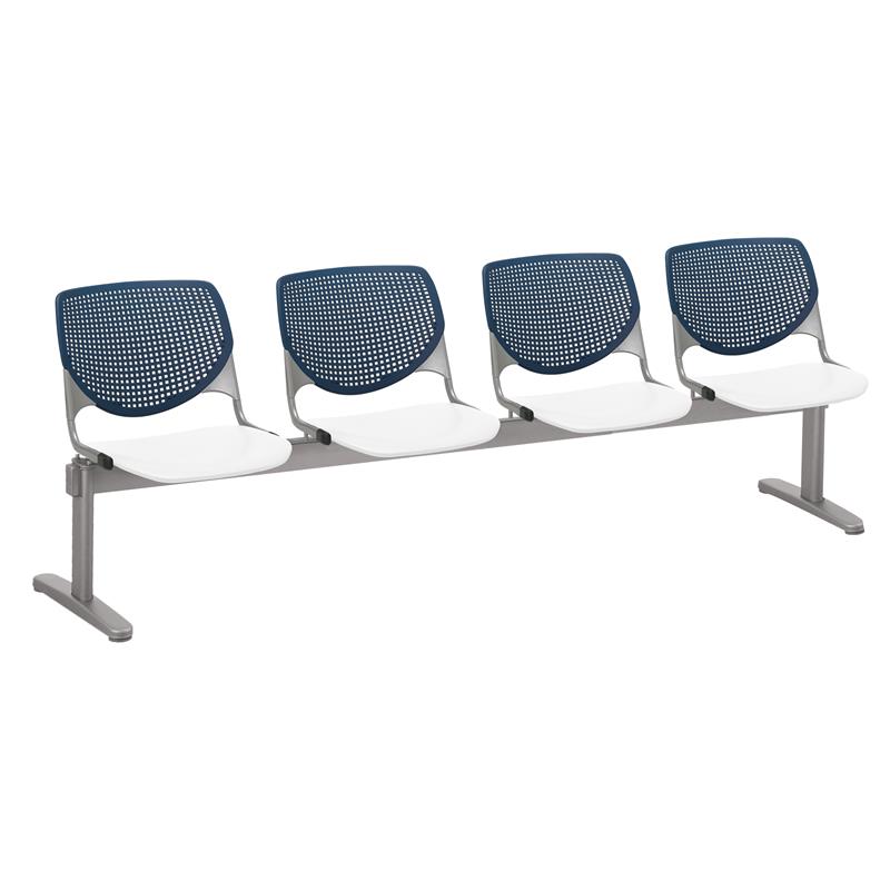 KFI KOOL 4 Seat Reception Bench - Navy Backs - White Seats