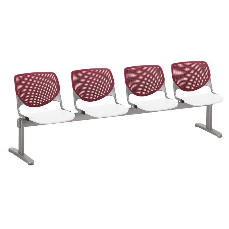 KFI KOOL Polyurethane 4 Seat Reception Bench in Burgundy Red/White