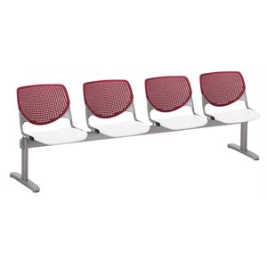 kfi kool 4 seat reception bench - burgundy backs - white seats