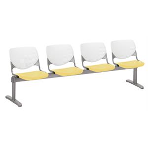 kfi kool 4 seat reception bench - white backs - yellow seats