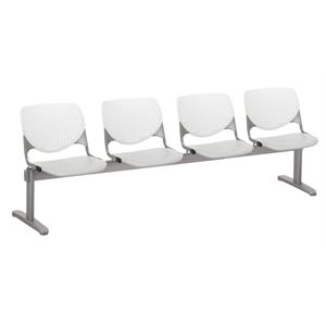 kfi kool 4 seat reception bench - white backs - light gray seats