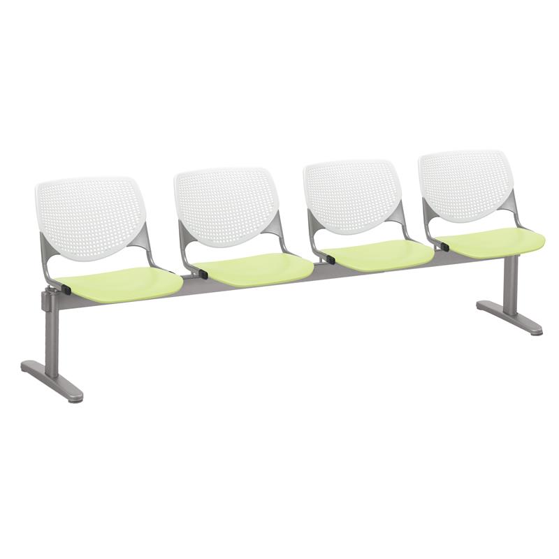 KFI KOOL Polyurethane 4 Seat Reception Bench in White/Lime Green