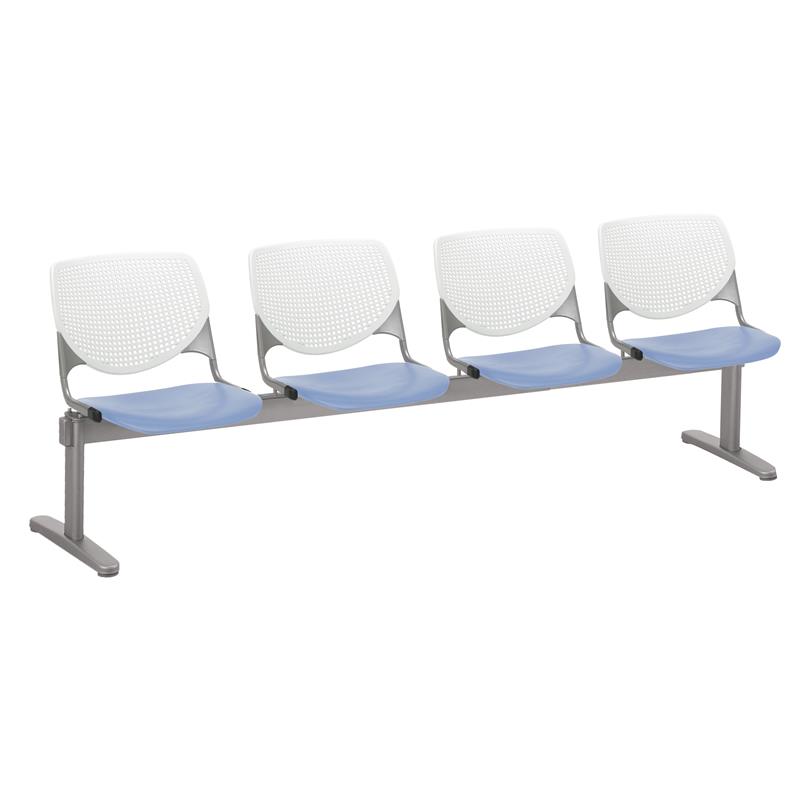 KFI KOOL 4 Seat Reception Bench - White Backs - Peri Blue Seats