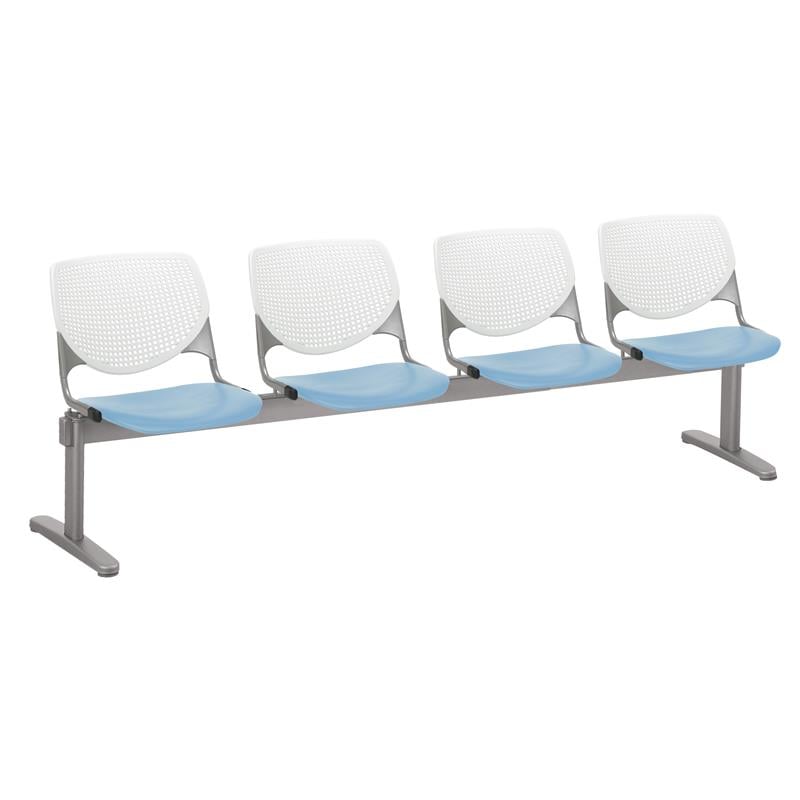 KFI KOOL Polyurethane 4 Seat Reception Bench in White/Sky Blue