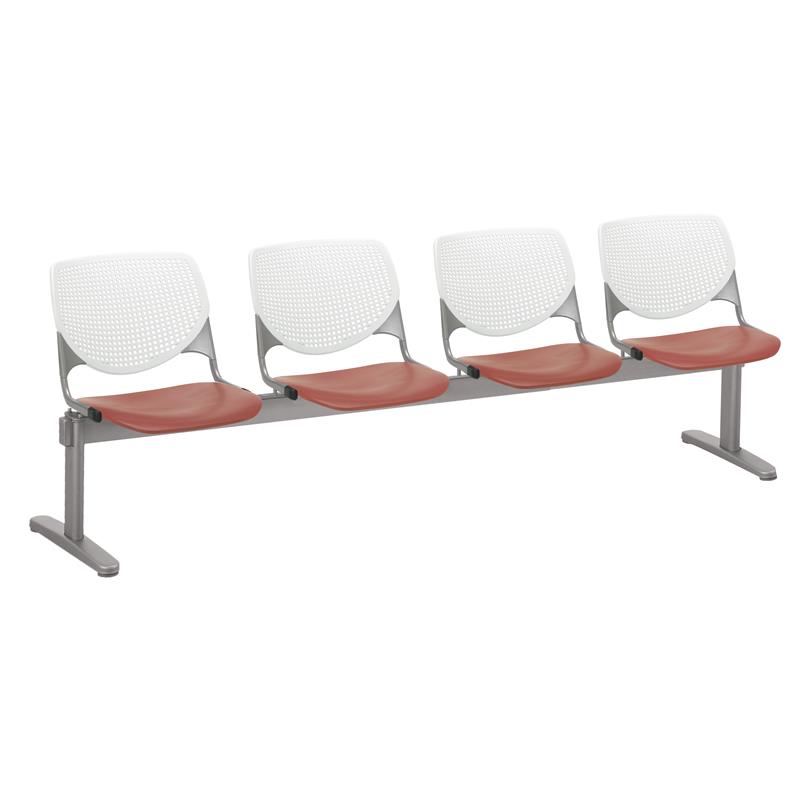 KFI KOOL 4 Seat Reception Bench - White Backs - Coral Seats