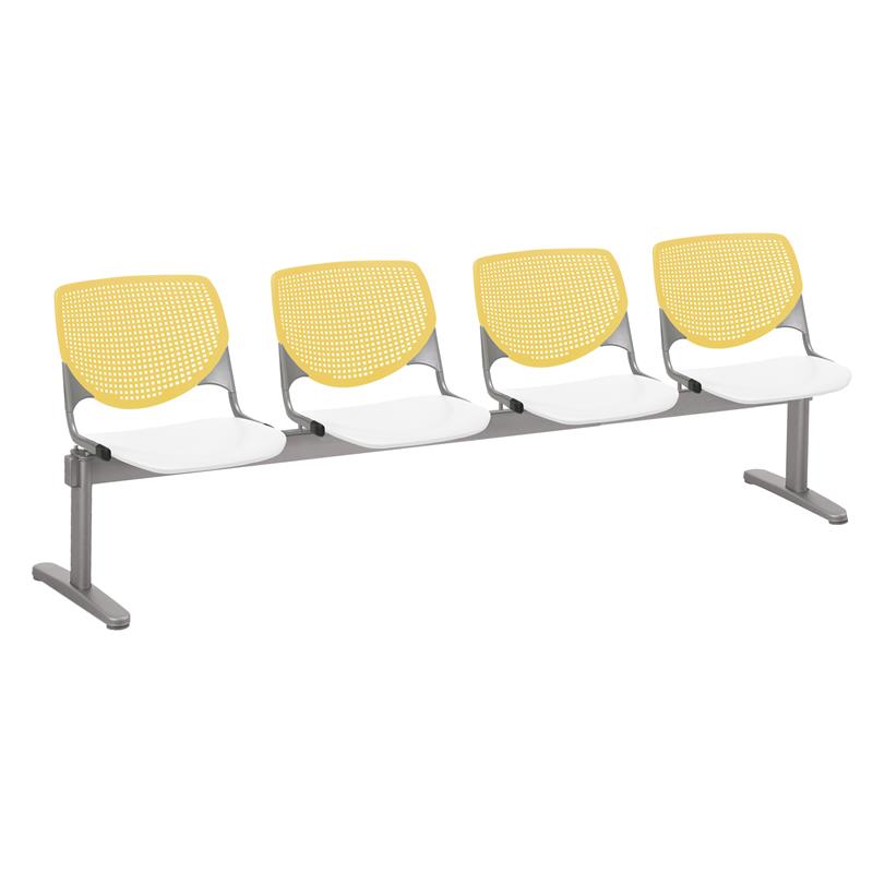 KFI KOOL Polyurethane 4 Seat Reception Bench in Yellow/White