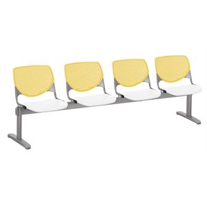 kfi kool 4 seat reception bench - yellow backs - white seats