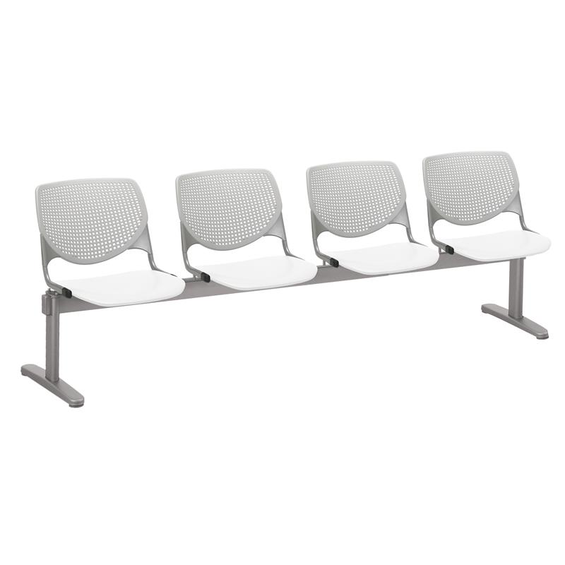 KFI KOOL Polyurethane 4 Seat Reception Bench in Light Gray/White
