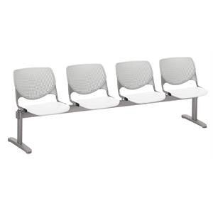 kfi kool 4 seat reception bench - light gray backs - white seats