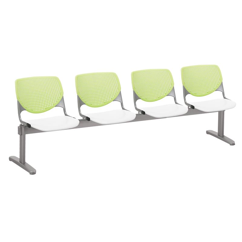 KFI KOOL Polyurethane 4 Seat Reception Bench in Lime Green/White