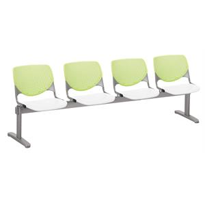 kfi kool 4 seat reception bench - lime green backs - white seats