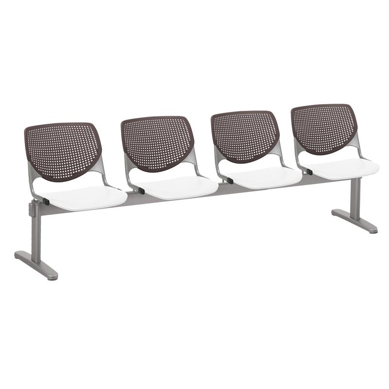 KFI KOOL 4 Seat Reception Bench - Brownstone Backs - White Seats