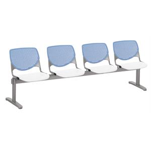 kfi kool 4 seat reception bench - peri blue backs - white seats
