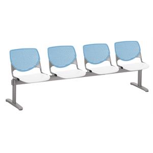 kfi kool 4 seat reception bench - sky blue backs - white seats