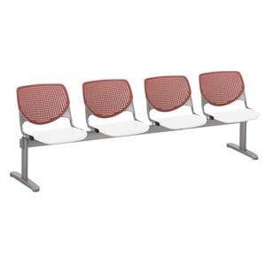 KFI KOOL 4 Seat Reception Bench - Coral Backs - White Seats