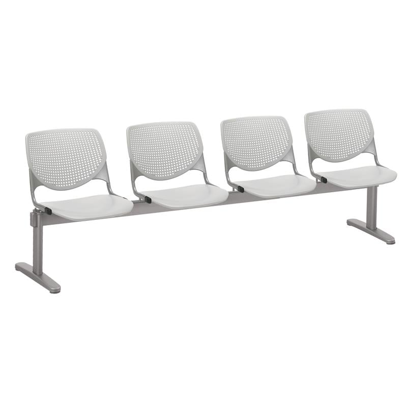 KFI KOOL Polyurethane 4 Seat Reception Bench in Light Gray Finish