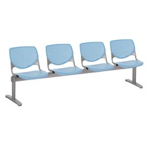 kfi kool 4 seat reception bench - sky blue seats & backs