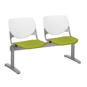 kfi kool 2 seats reception bench - white backs - avocado fabric seats
