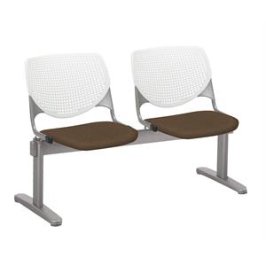 KFI KOOL Polyurethane 2 Seats Reception Bench in White/Fudge Brown