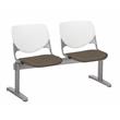 KFI KOOL Polyurethane 2 Seats Reception Bench w/ Vinyl Seats in White/Java Brown