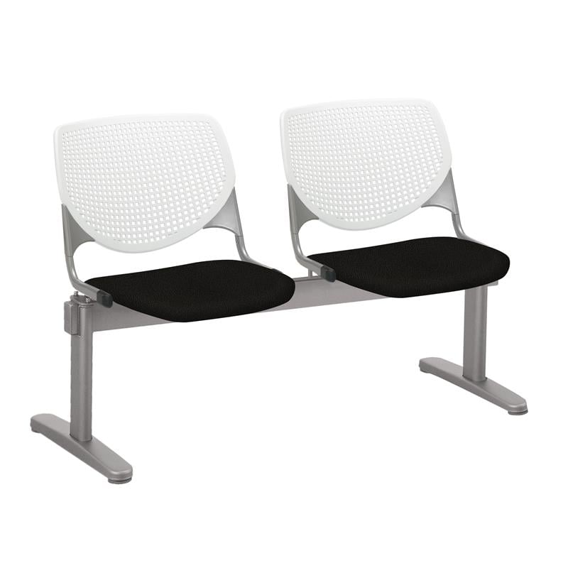 KFI KOOL Polyurethane 2 Seats Reception Bench in White/Tuxedo Black