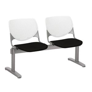 KFI KOOL Polyurethane 2 Seats Reception Bench in White/Tuxedo Black