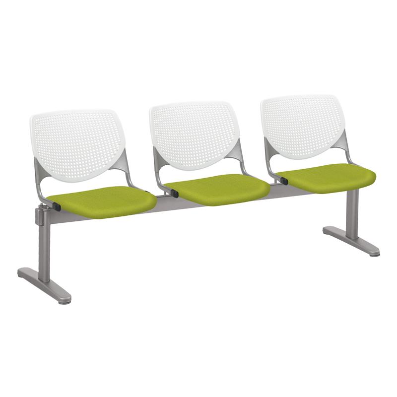 KFI KOOL Polyurethane 3 Seats Reception Bench in White/Avocado Green
