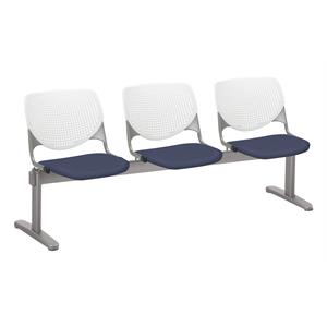 kfi kool 3 seats reception bench - white backs - grape vinyl seats