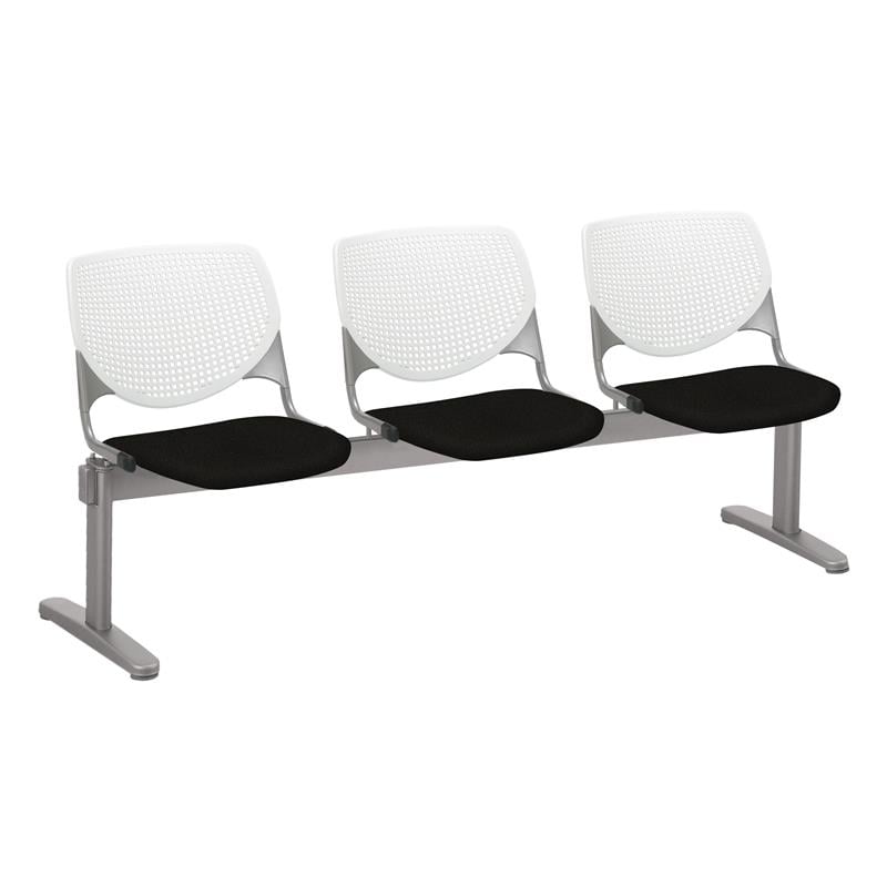 KFI KOOL Polyurethane 3 Seats Reception Bench in White/Tuxedo Black