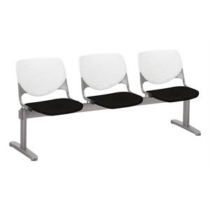 kfi kool 3 seats reception bench - white backs - tuxedo fabric seats