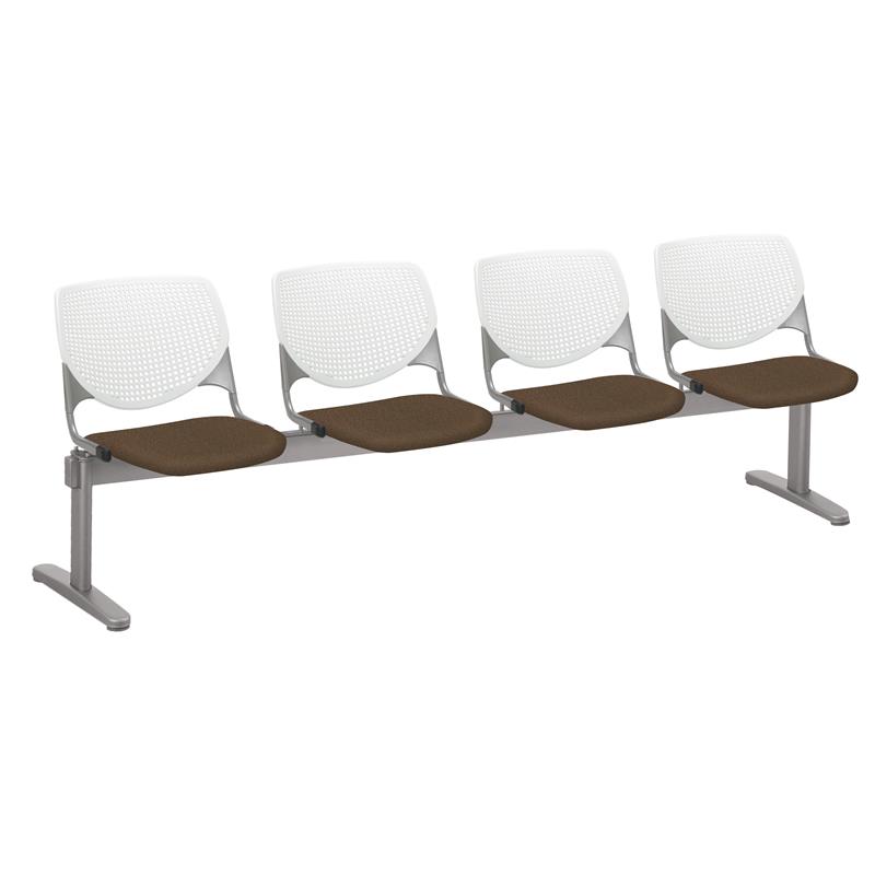 KFI KOOL Polyurethane 4 Seat Reception Bench in White/Fudge Brown