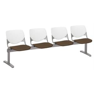 KFI KOOL Polyurethane 4 Seat Reception Bench in White/Fudge Brown