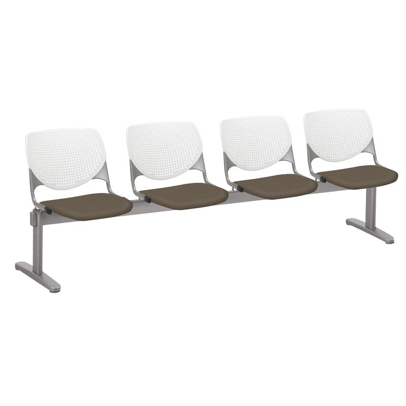 KFI KOOL Polyurethane 4 Seat Reception Bench in White/Java Brown
