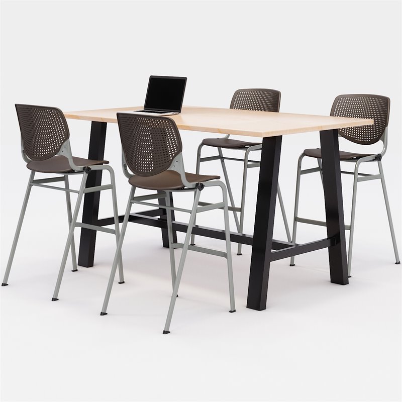 KFI Studios Midtown Bistro Dining Set - Maple Top - Brownstone Chairs
