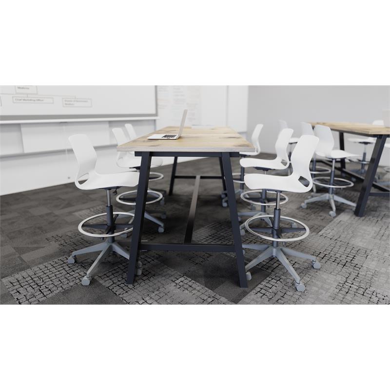 KFI Studios Midtown Bistro Dining Set - Teak Top - White Chairs