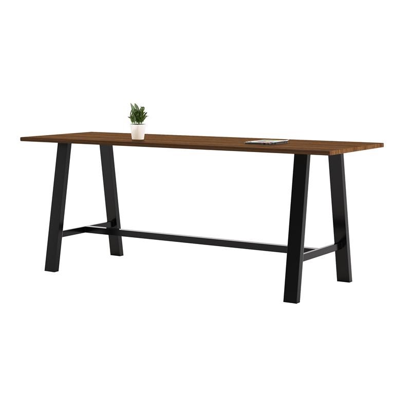 KFI Studios Midtown Bistro Dining Set - Teak Top - Black Chairs