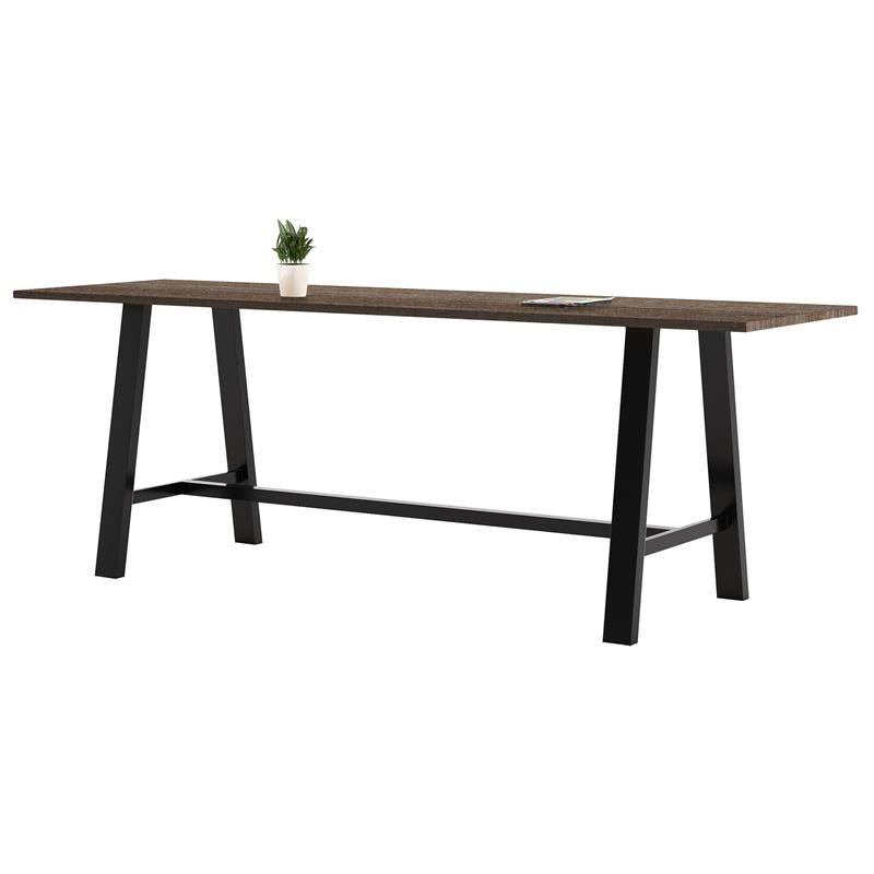 KFI Studios Midtown Bistro Dining Set - Teak Top - Light Grey Chairs