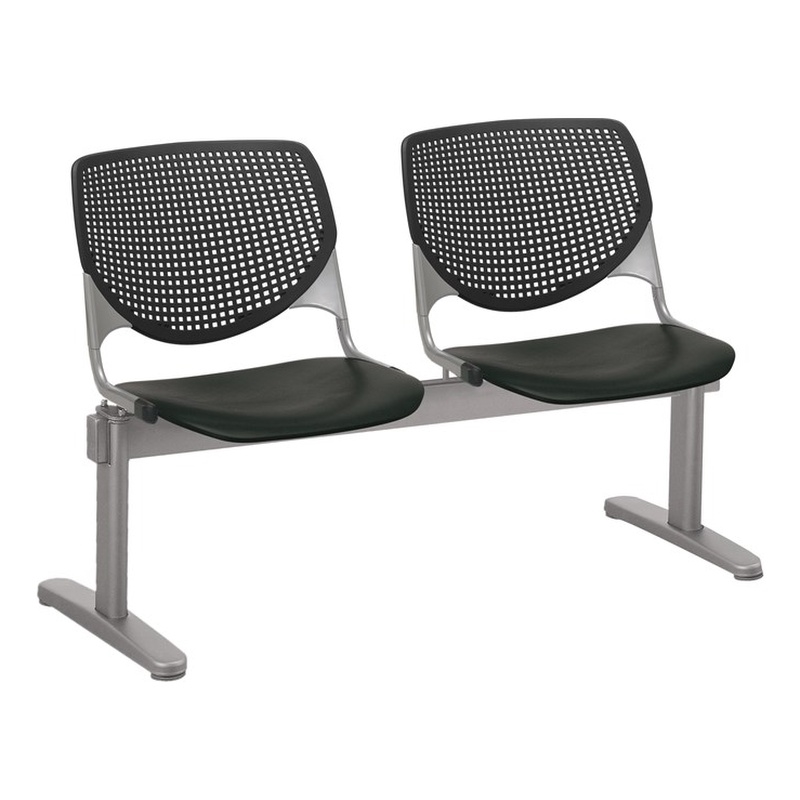 KFI KOOL Polyurethane Fabric 2 Seats Reception Bench in Black Finish