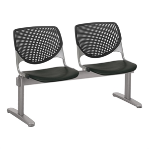 KFI KOOL Polyurethane Fabric 2 Seats Reception Bench in Black Finish