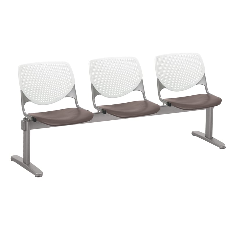 KFI KOOL Polyurethane 3 Seats Reception Bench in White/Brownstone