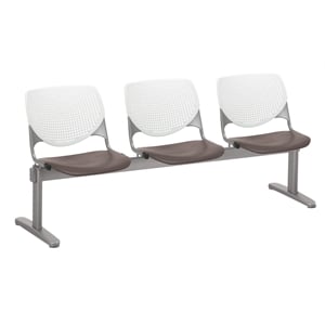 KFI KOOL Polyurethane 3 Seats Reception Bench in White/Brownstone