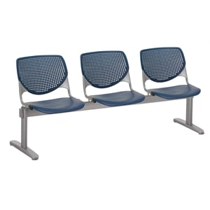 KFI KOOL Polyurethane 3 Fabric Seats Reception Bench in Navy Finish