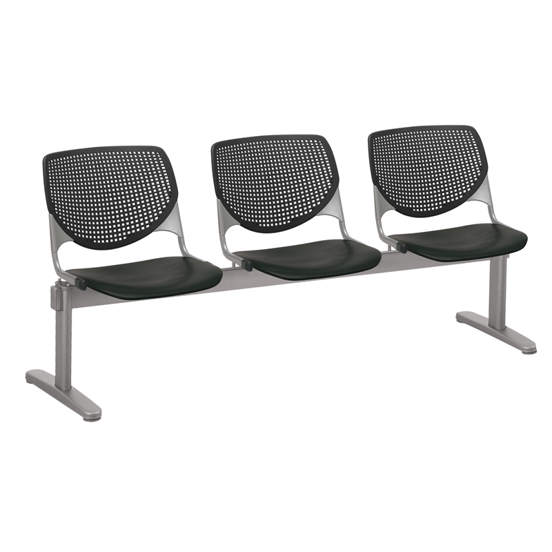 KFI KOOL Polyurethane 3 Seats Reception Bench with Seats & Back in Black