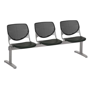 KFI KOOL Polyurethane 3 Seats Reception Bench with Seats & Back in Black